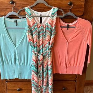 Dress with 2 cardigans size M